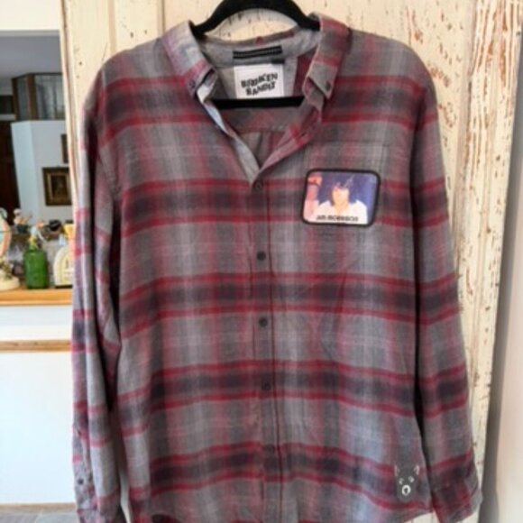 BROKEN BANDIT THE DOORS UPCYCLED ONE OF A KIND FLANNEL - Picture 3 of 7